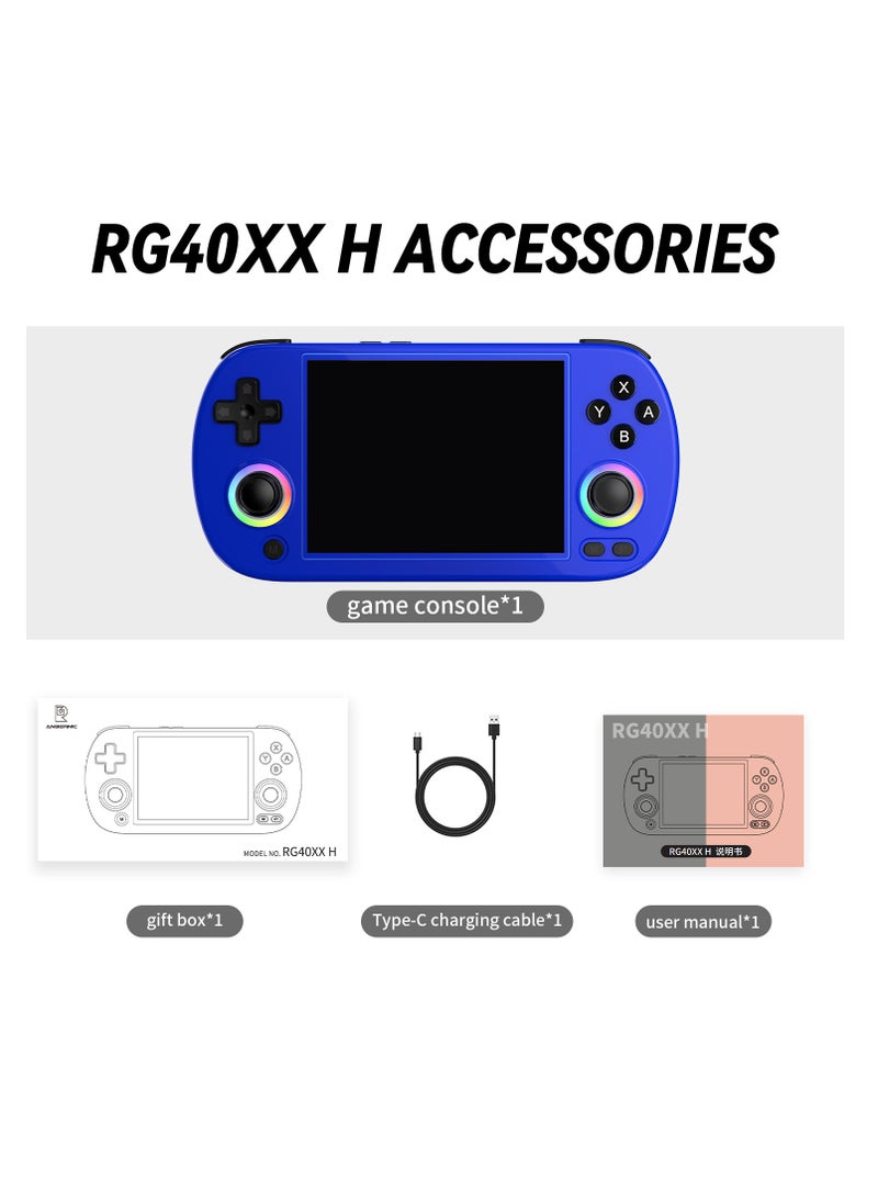 ANBERNIC  - Retro RG40XX H Portable Game Console, 64-bit, Linux, 4.0-inch IPS screen, Compatible with 5G WiFi, Bluetooth, HDMI-TV output (Blue, 128GB) - Image 1