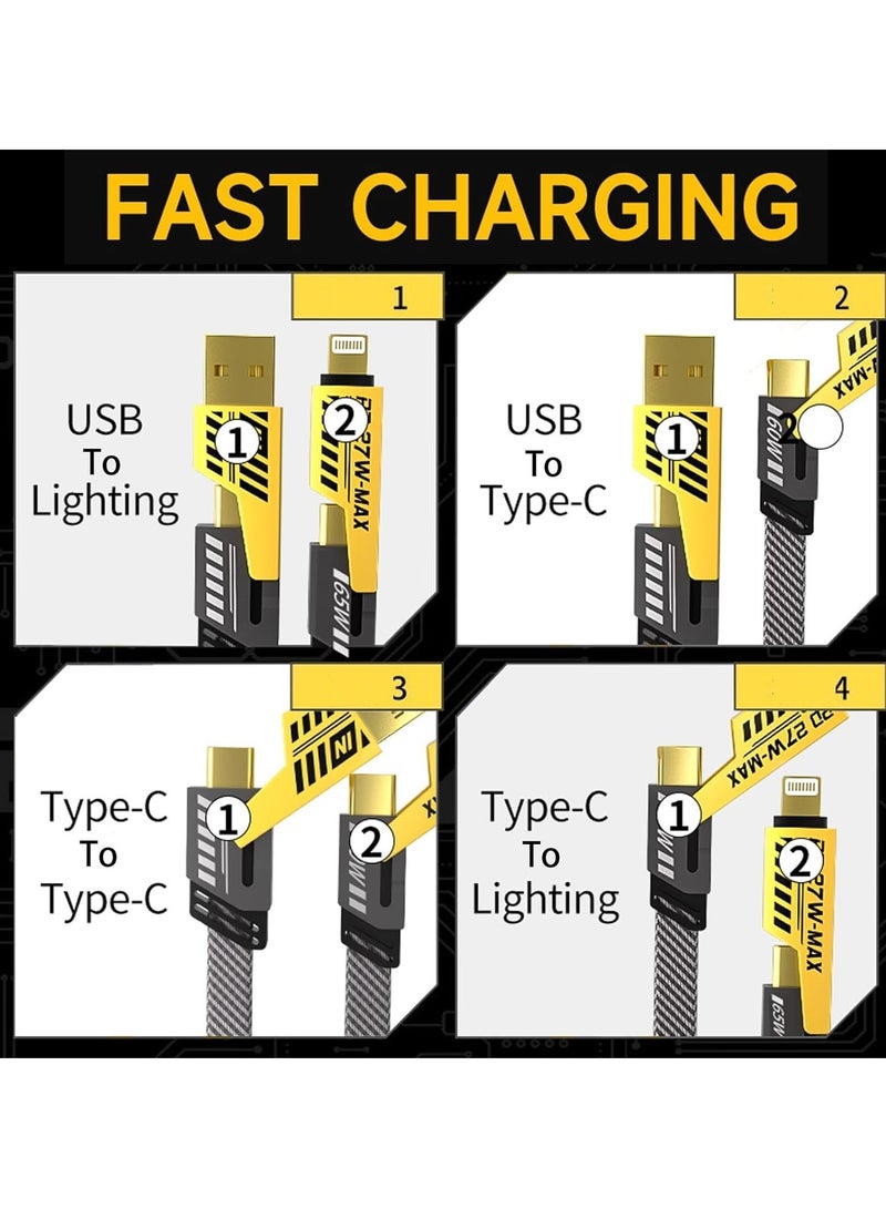 New 4 in 1 Convertible Metal Fast Data Cable, Braided Cable 65W 3.9ft USB C USB A, Multiple Charging Cable for iPhone/iPad/MacBook Pro/Airpods/Samsung/Android (1.2M) - Image 2