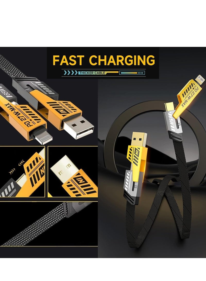 New 4 in 1 Convertible Metal Fast Data Cable, Braided Cable 65W 3.9ft USB C USB A, Multiple Charging Cable for iPhone/iPad/MacBook Pro/Airpods/Samsung/Android (1.2M) - Image 4