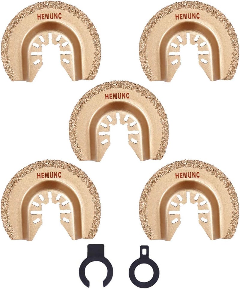 HEMUNC Oscillating Tool Blades, 5pcs Universal Semicircle Carbide Oscillating Multitool Saw Blades Accessories kit - Image 1