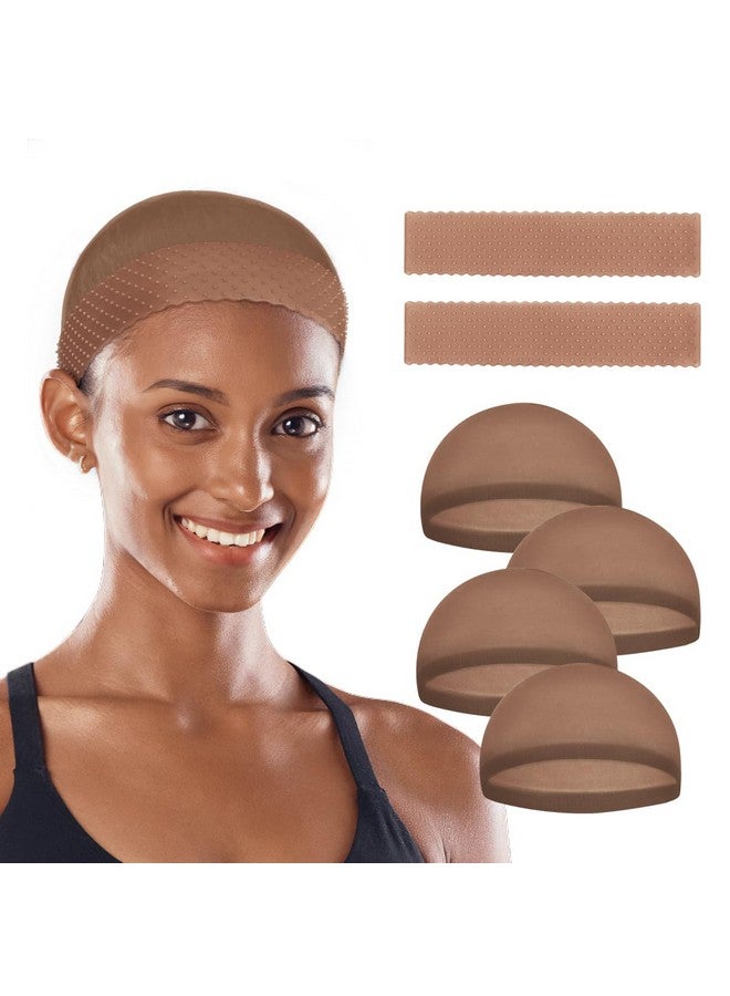 Yuest Silicone Wig Grip Band for Women - 2 Pcs Wig Caps, Secure Hold for Lace Front, Fits 20-24 inch Head Circumference, Ideal for Hair Styling, Hair Accessory for Women (Brown)