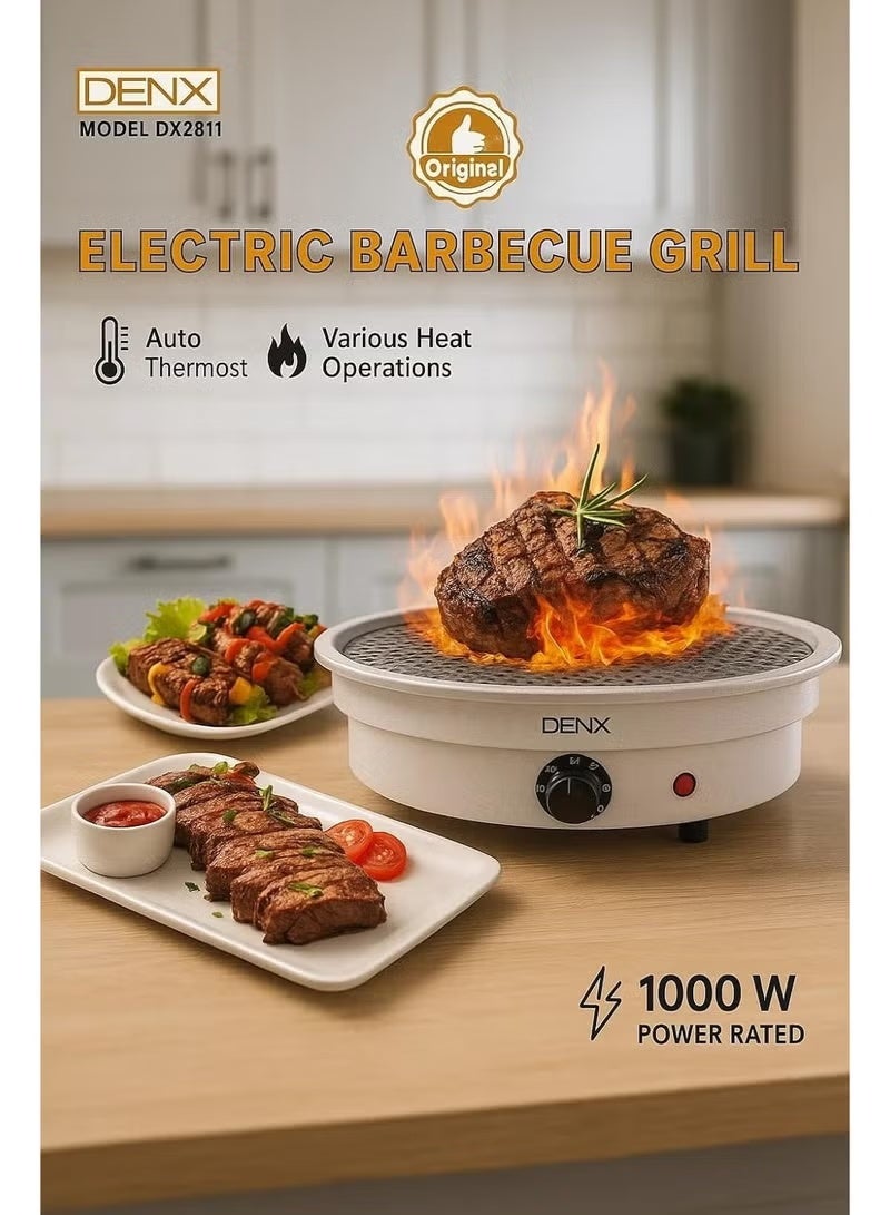دينكس شواية كهربائية DENX، شواية خارجية محمولة مع سطح مقاوم للالتصاق، صينية دهون قابلة للإزالة، شواية دائرية ومضغوطة للسفر للتخييم، النزهات، الحديقة، الشرفة، الطبخ، DX2811 - Image 2