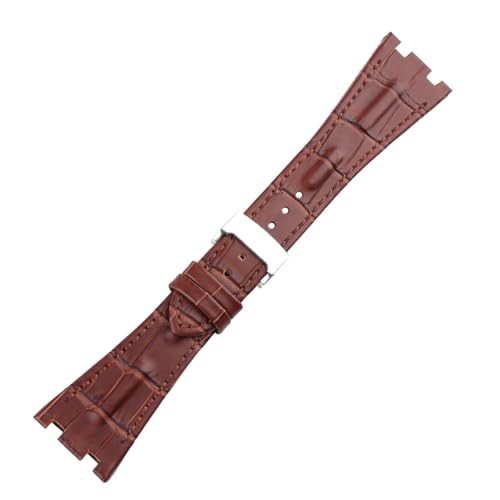 XIW Compatible for 28mm Audemars Piguet AP Royal Oak Offshore Watch 15703 15710 15400 26470 26400 Leather Watch Band Replacement for men Silicone Wirstband Strap women Bracelet, Brown (Brown Band) - Image 4