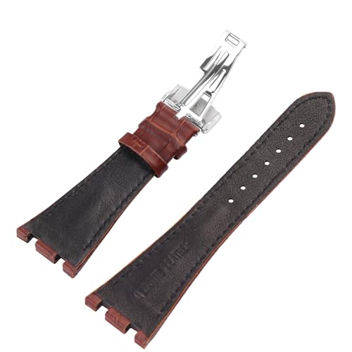 XIW Compatible for 28mm Audemars Piguet AP Royal Oak Offshore Watch 15703 15710 15400 26470 26400 Leather Watch Band Replacement for men Silicone Wirstband Strap women Bracelet, Brown (Brown Band) - Image 3