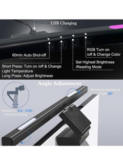 OULIYO Computer Monitor Light, With Rgb Backlight Screen Light Bar, With 3000k-6000k Stepless Dimming and Timer Function LED Desk Lamp, With Touch Control and No Glare Screen Lamp, For Pc, Office, Gaming  - Image 2