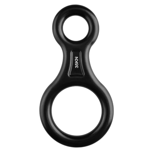 TRIWONDER 35KN Aluminum Climb Figure 8 Descender Rigging Plate Rappel Gear Downhill Equipment Heavy Duty (Black) - Image 1