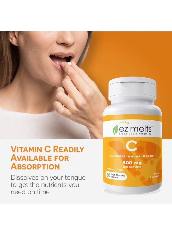 EZ Melts Vitamin C For Immune Support Vegan Vitamin C Dissolvable Tablets High Dose Vitamin C To Aid Wellbeing No Sugar Daily Vitamin C Tablets Orange Citrus Flavor Vitamin C 500 Mg Per Serving 60 Ct - Image 3
