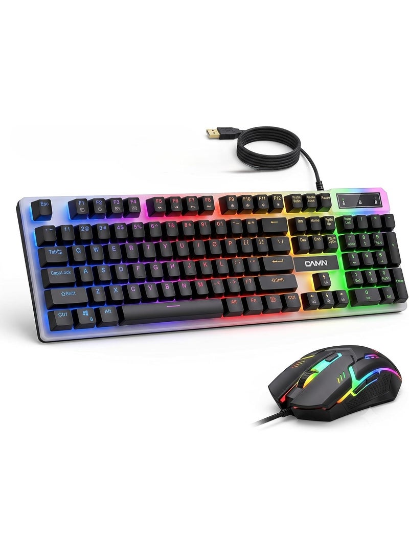 DAMN ODD953 Wired Gaming Keyboard and Mouse Combo with RGB Backlight, Mechanical Feel, USB Connectivity, and Mouse Pad - Image 1