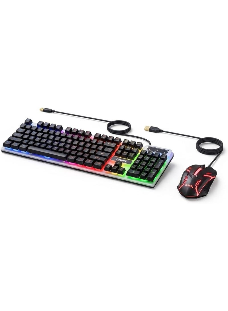 DAMN ODD953 Wired Gaming Keyboard and Mouse Combo with RGB Backlight, Mechanical Feel, USB Connectivity, and Mouse Pad - Image 4