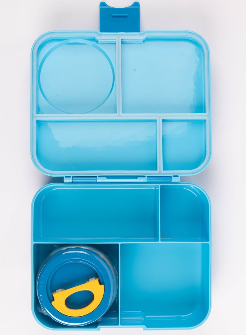 Cocobee Dino Bento Lunch Box With Food Jar, 4 Compartments - Blue - Image 2