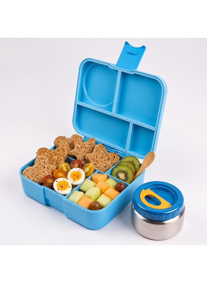 Cocobee Dino Bento Lunch Box With Food Jar, 4 Compartments - Blue - Image 4