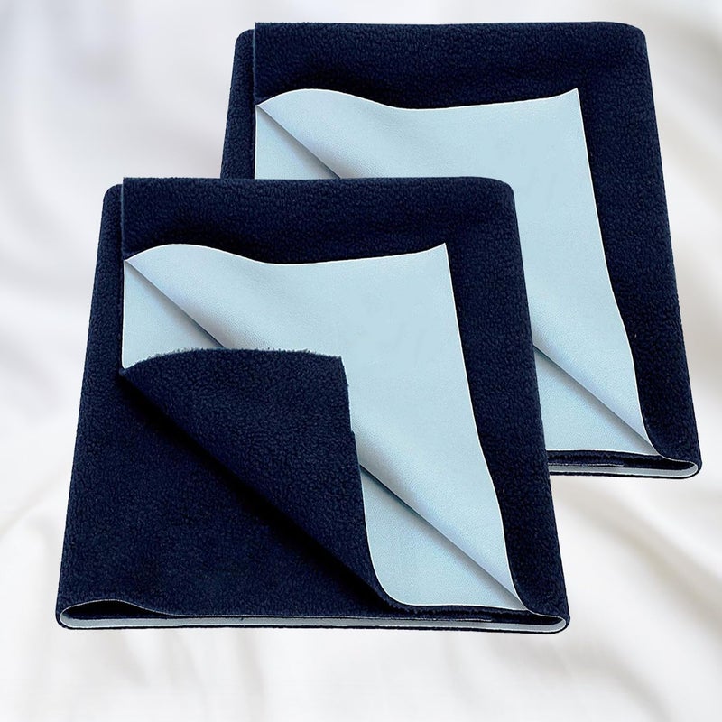 SITTELLA 2 Piece Absorbent Waterproof Mattress Protector Sheet for Babies Quick Dry Washable 100 x 70 Cm Medium NavyBlue - Image 1