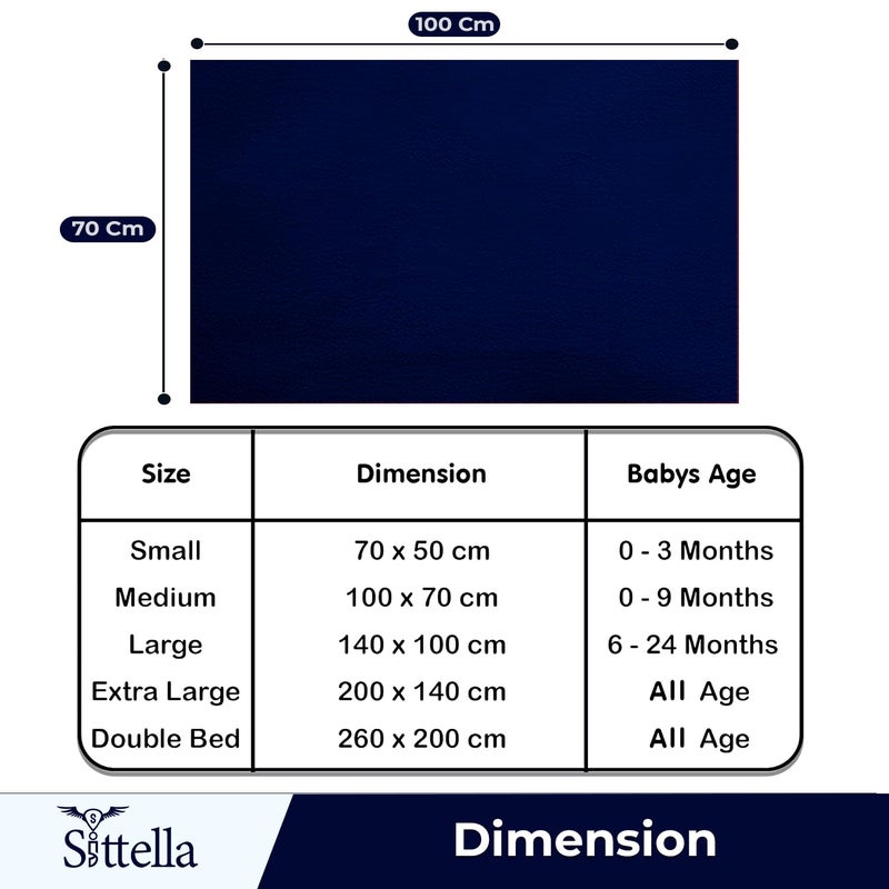 SITTELLA 2 Piece Absorbent Waterproof Mattress Protector Sheet for Babies Quick Dry Washable 100 x 70 Cm Medium NavyBlue - Image 2