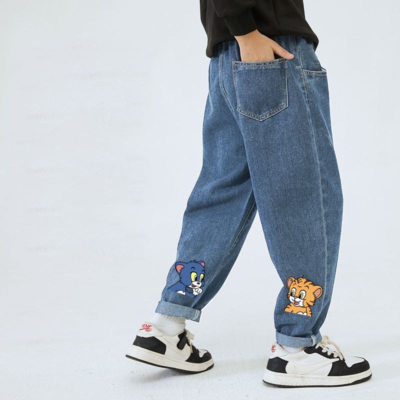 New Children'S Clothing Handsome Cartoon Jeans Factory Volume Of Large Children Loose Boys Jeans - Image 2