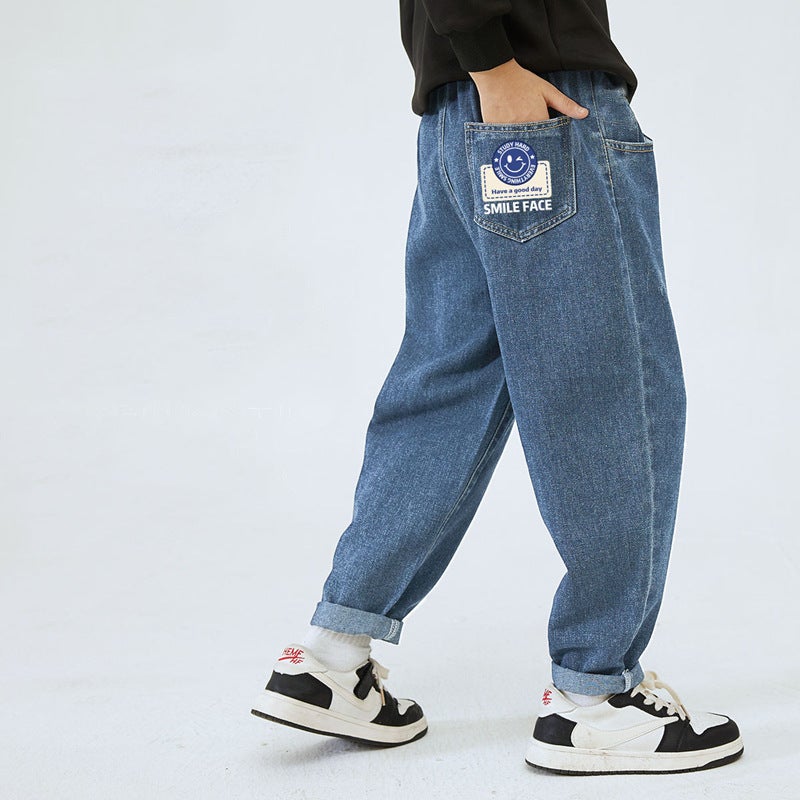 New Children'S Clothing Handsome Cartoon Jeans Factory Volume Of Large Children Loose Boys Jeans - Image 1