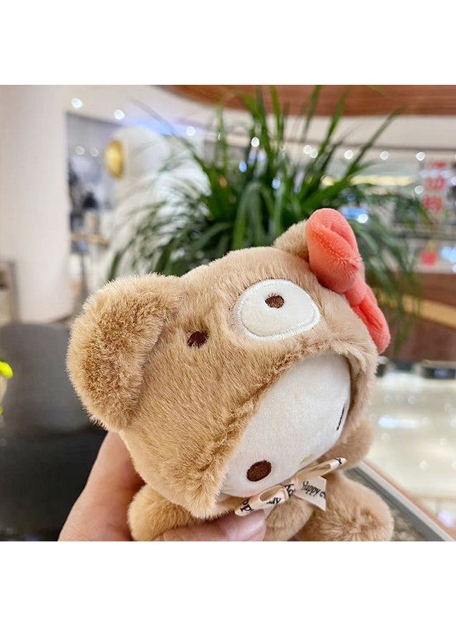 Generic - Sanrio Lovely Plush Toys Doll Keychain Short Plush Bear Costume Hello Kitty 15cm Plush Doll for Backpack,car,stationery Box Pendant - Image 1