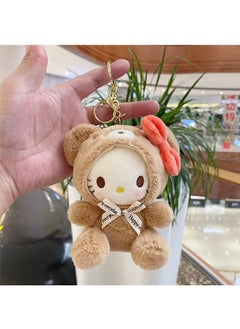 Sanrio Lovely Plush Toys Doll Keychain Short Plush Bear Costume Hello Kitty 15cm Plush Doll for Backpack,car,stationery Box Pendant