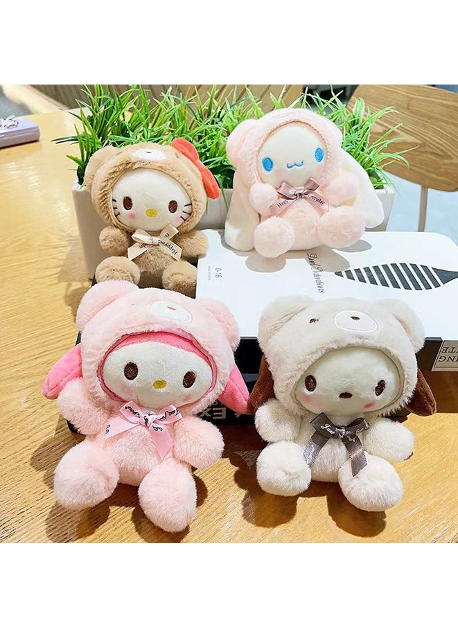 Generic - Sanrio Lovely Plush Toys Doll Keychain Short Plush Bear Costume Hello Kitty 15cm Plush Doll for Backpack,car,stationery Box Pendant - Image 1