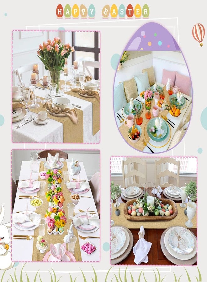 LuoluoHouse Burlap Table Runners Jute Table Linens 2 Packs 13x84 inch Khaki Table Cover for Rustic Wedding Easter Party Birthday Decoration - Image 3