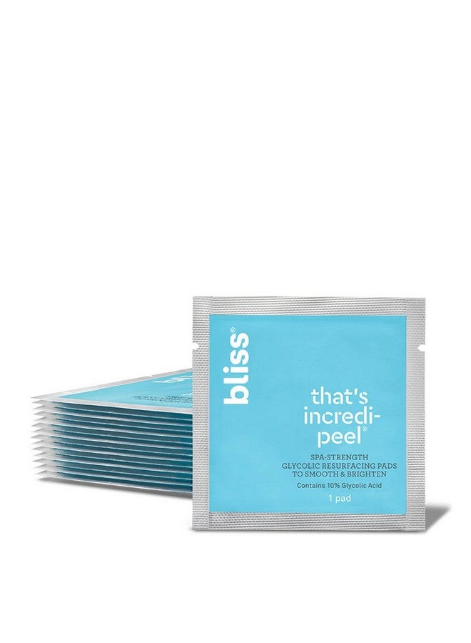 بليس مناديل الوجه Bliss That's Incredi-Peel Glycolic Resurfacing - 15 قطعة - مناديل بخطوة واحدة للتقشير والتفتيح - تستهدف الخطوط الدقيقة وتغير اللون - مناسبة للسفر - نباتية وخالية من القسوة - Image 1