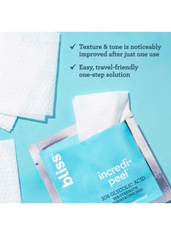 BLISS Bliss That's Incredi-Peel Glycolic Resurfacing Facial Pads - 15 ct - Single-Step Pads for Exfoliating and Brightening - Targets Fine Lines and Discoloration - Travel-Friendly - Vegan & Cruelty-Free  - Image 2