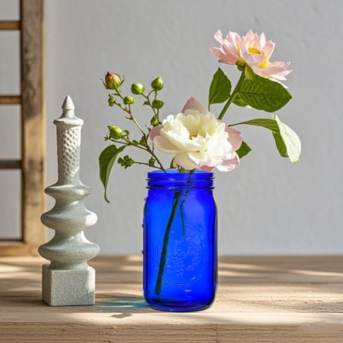 eleganttime Blue Mason Jars Wide Mouth,6 Pack Cobalt Blue Colored Mason Jars 32 oz for Canning, Pickling, Storage, DIY Crafts & Décor - Image 5