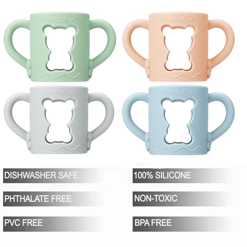 PandaEar 4 Pack Silicone Baby Bottle Handles Compatible with Dr Brown 8 oz250 ml Narrow Baby Bottles Baby Feeding Bottle Holder Grips - Image 4