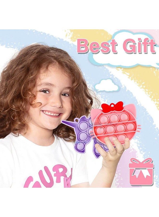 FunBlast Pop It Fidget Toy Set - Jumbo Unicorn Pop It Toy Fidget with 2 Pop It Keychain for Girls - Pop it, Fidget Toy, Kids Toys, Pop Bubble Push Pop Fidget Toy for Kids (Multicolor; Pack of 3)