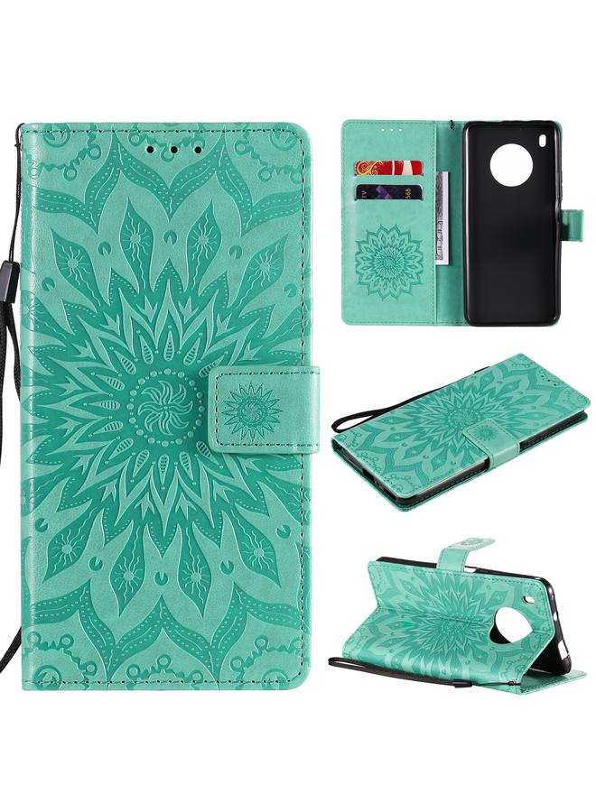 S-TOP Case For Huawei Y9a Sun Embossing Pattern Horizontal Flip Leather Case with Card Slot & Holder & Wallet & Lanyard - Image 1