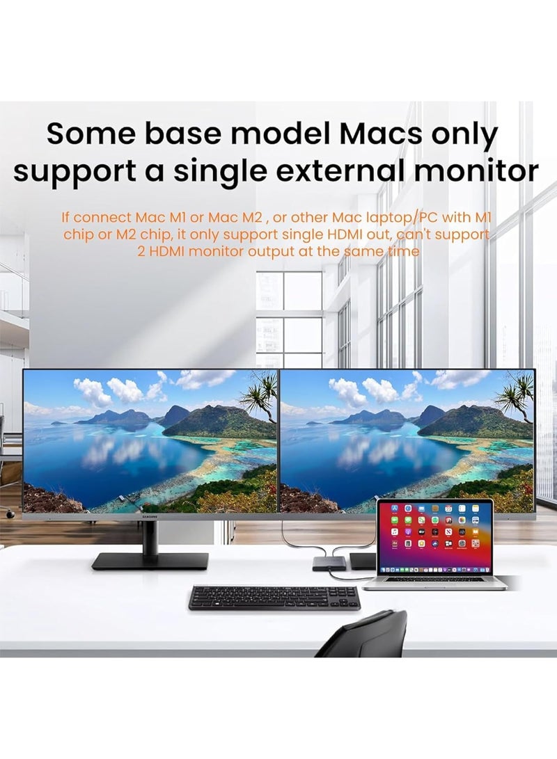 Mowsil USB-C to Dual HDMI Adapter 4K@60Hz, Type-C to 2 HDMI Converter - Image 2