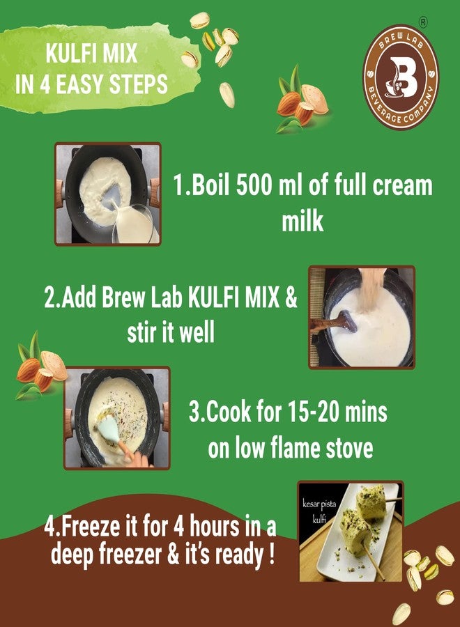 Brew Lab Instant Badam, Pista Kulfi Mix Powder 250 gm || Ready to Cook || With Real Badam Pista Bits || Natural Taste & Flavor || 250 g - Image 5