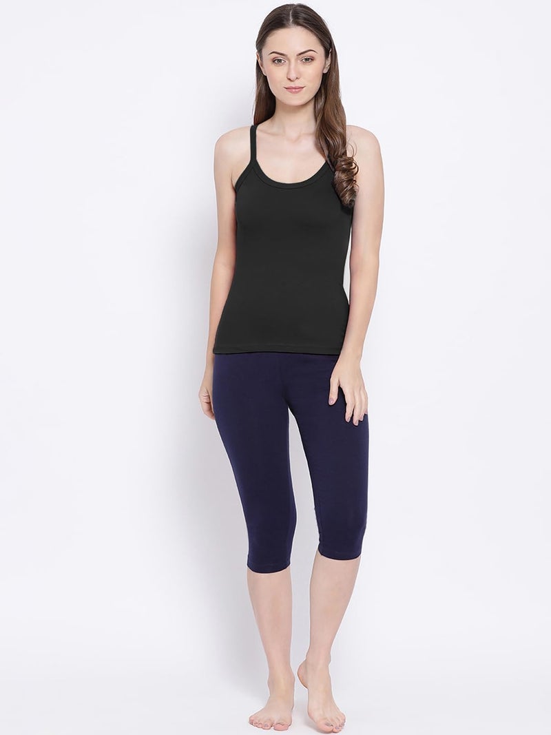Rupa Softline Women Super Combed Cotton Camisole, Under-Shirt, Stretchable and Body-Hugging, Black,Pack of 3 - Image 3