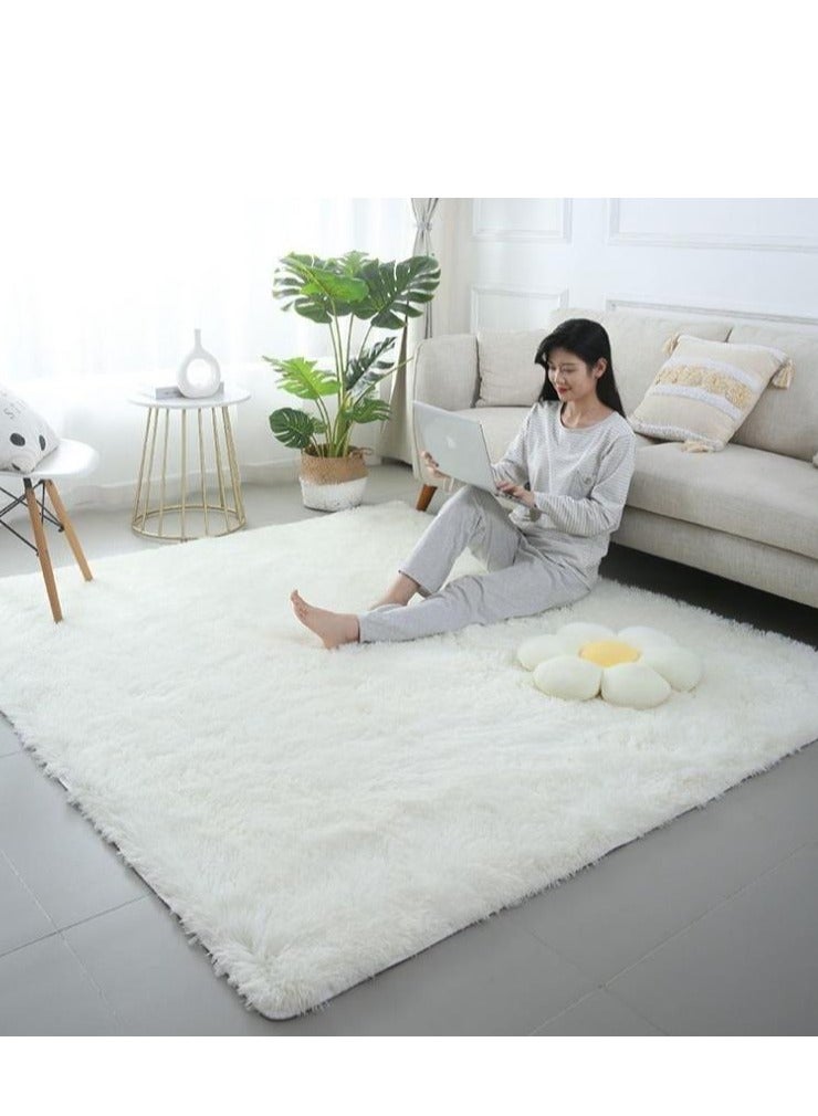 Golden Super Soft Shaggy Rugs Fluffy Carpets , Indoor Modern Plush Area Rugs for Living Room Bedroom Kids Room Nursery Home Decor, Upgrade Anti-Skid Fuzzy Rug, Cream White（150*200cm） - Image 2