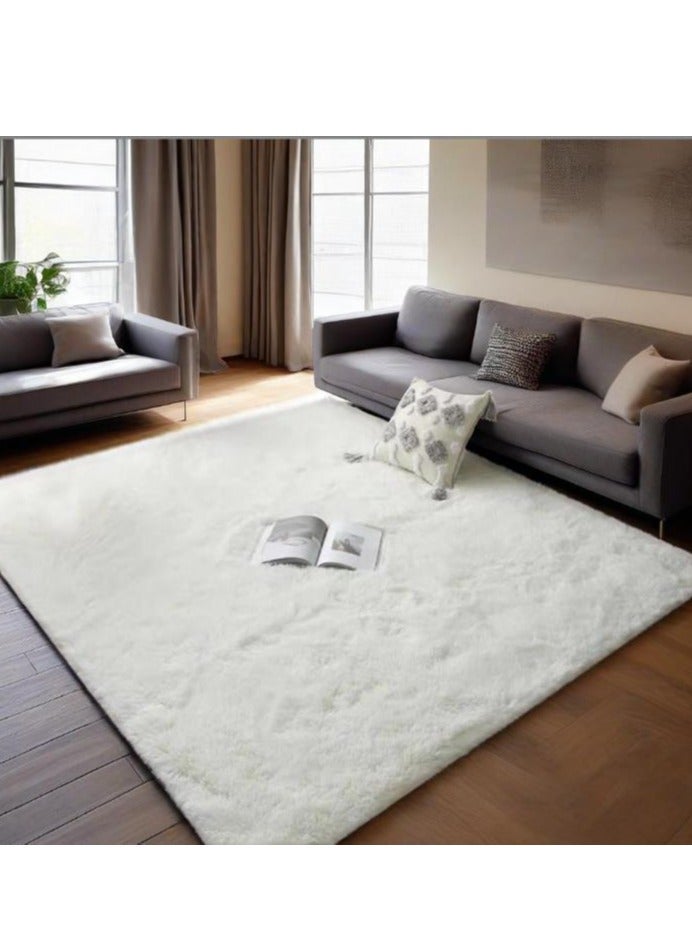 Golden Super Soft Shaggy Rugs Fluffy Carpets , Indoor Modern Plush Area Rugs for Living Room Bedroom Kids Room Nursery Home Decor, Upgrade Anti-Skid Fuzzy Rug, Cream White（150*200cm） - Image 3
