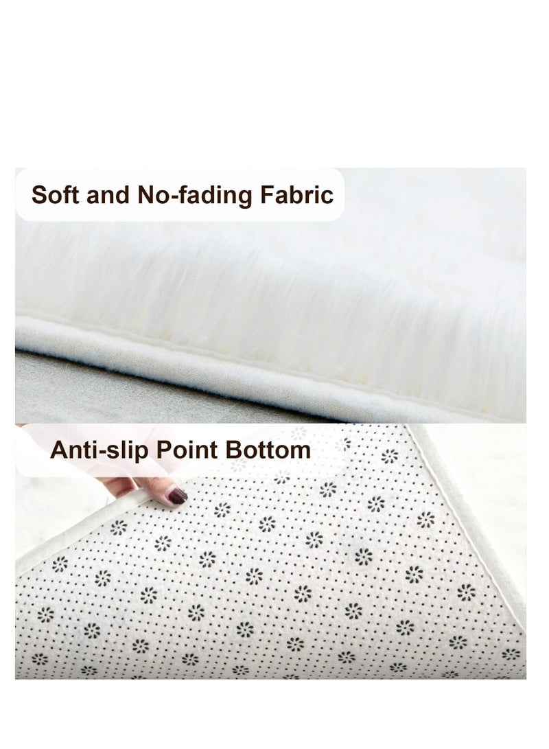 Golden Super Soft Shaggy Rugs Fluffy Carpets , Indoor Modern Plush Area Rugs for Living Room Bedroom Kids Room Nursery Home Decor, Upgrade Anti-Skid Fuzzy Rug, Cream White（150*200cm） - Image 5