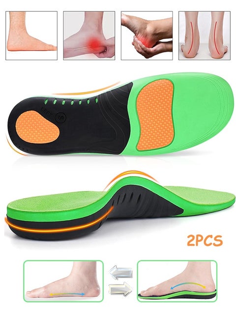 قطعتان من النعال التقويمية، نعال التهاب اللفافة الأخمصية، نعل داخلي تقويمي لدعم قوس القدم لامتصاص الصدمات وتخفيف آلام القدم للرجال والنساء