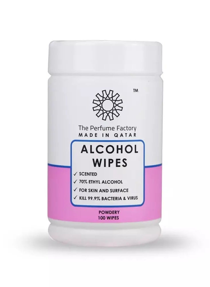 ALCOHOL WIPES - 100 Pieces - POWDERY