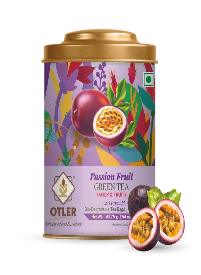 Otler شاي أوتلر الأخضر بنكهة فاكهة الباشن فروت - 25 كيس شاي أعشاب | شاي أخضر مع فاكهة الباشن فروت، القراص، عشبة الليمون والحمضيات | منعش، منشط، بنكهة الفواكه | خالٍ من الكافيين | 100 غرام - Image 1