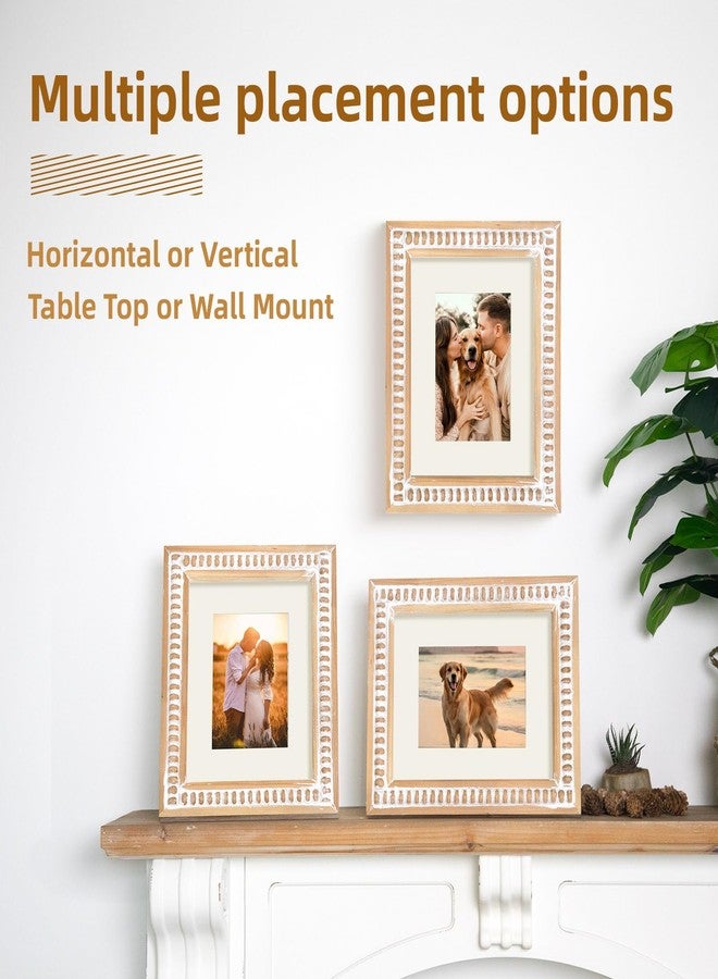 MACVAD Wooden 8x10 Picture Frame with Mat for Displays 8x10 and 5x7 Photos, Farmhouse Picture Frames with Wooden Beaded Design, White 8 by 10 Picture Frame for Tabletop Home Decor - Image 3
