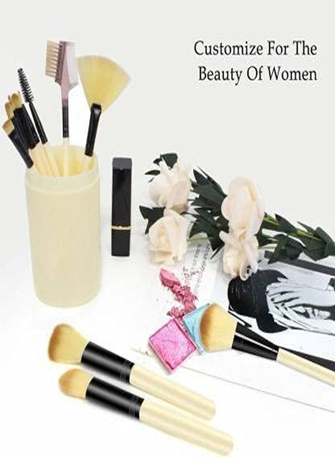 DATNASAYAD Makeup Brush Set With Storage Barrel - Pack Of 12 (White) - Image 5