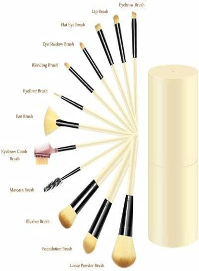 DATNASAYAD Makeup Brush Set With Storage Barrel - Pack Of 12 (White) - Image 4