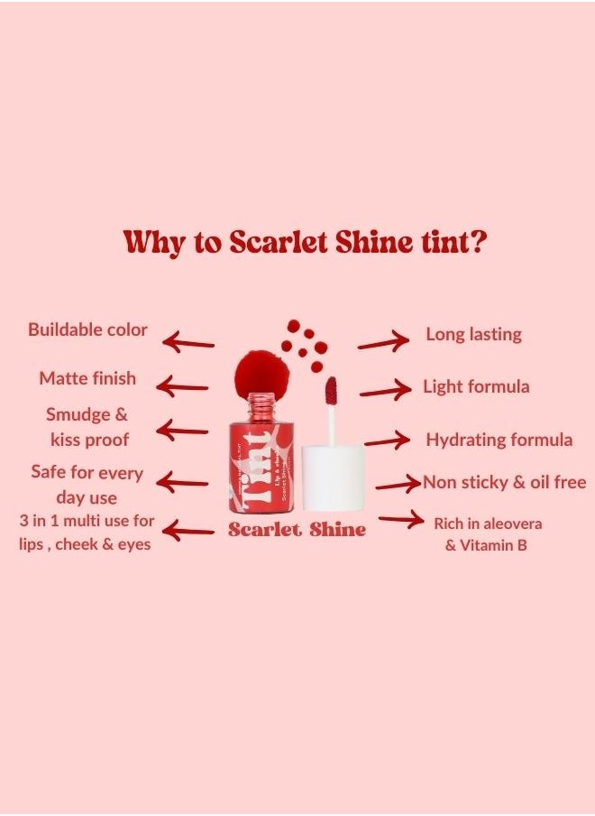 Donna - Donna Natural Lip Tint  scarlet Lip Stain | Multi-Purpose Lip & Cheek Tint | Aloe Vera & Vitamin B Water Tint | Moisturizing, Non-Sticky, Non-Oily, Lightweight, Long-Lasting Lip, Cheek & Eye Tint - Image 1