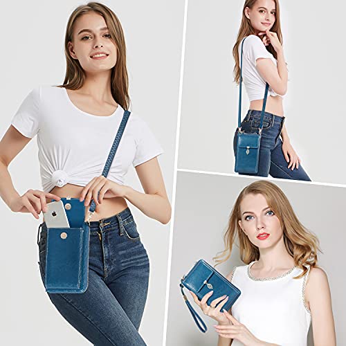 HUANLANG Small Crossbody Phone Bags for Women Leather Cell Phone Purse Wallet RFID Blocking Ladies Shoulder Bag Credit Card Slots Lightweight Crossbody Bag - Image 5