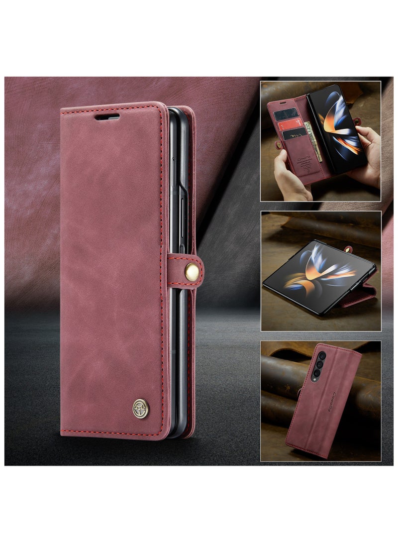 CaseMe Leather protective cover for Samsung Galaxy Z Fold 4 5G Red - Image 4
