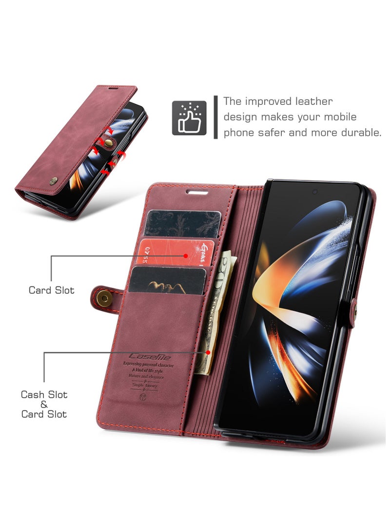 CaseMe Leather protective cover for Samsung Galaxy Z Fold 4 5G Red - Image 2