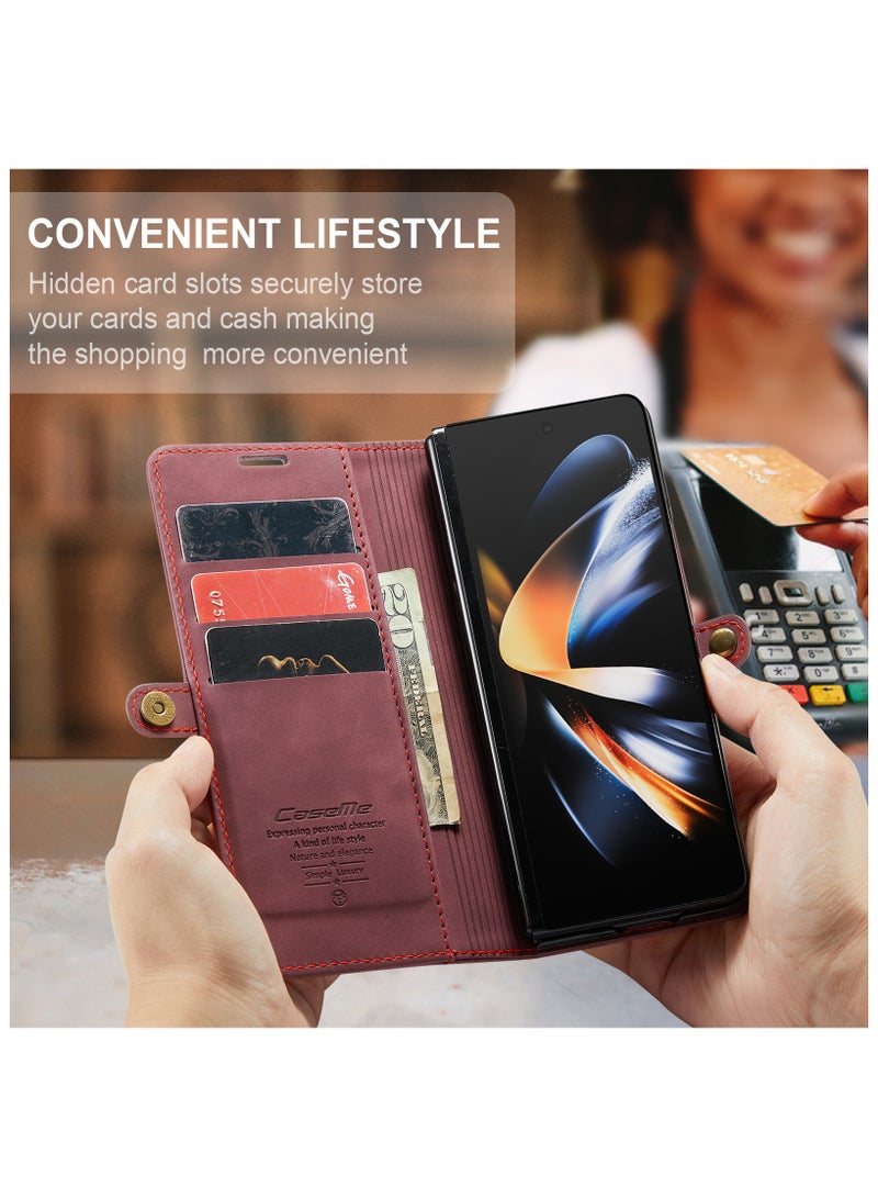 CaseMe Leather protective cover for Samsung Galaxy Z Fold 4 5G Red - Image 5