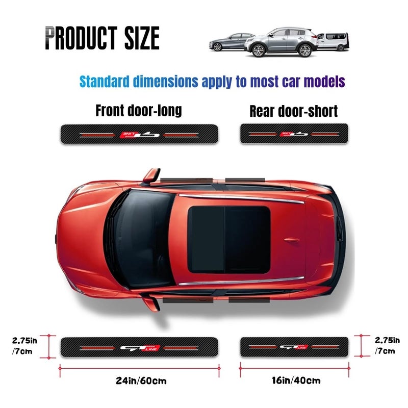 JULOPO 4PCS car Door sill Protector Stickers Carbon Fiber Texture Leather car Door sill Cover Compatible Picanto Proceed Rio K5 Sportage Stinger Soul GT Line Accessories (Style 2) - Image 2