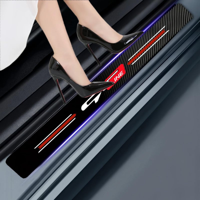 JULOPO 4PCS car Door sill Protector Stickers Carbon Fiber Texture Leather car Door sill Cover Compatible Picanto Proceed Rio K5 Sportage Stinger Soul GT Line Accessories (Style 2) - Image 1