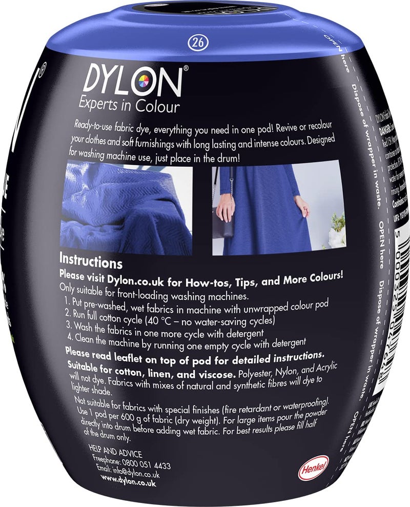 DYLON بود صبغة القماش من ديلون، أزرق المحيط 350 جرام (عبوة واحدة)، 12 أونصة - Image 2