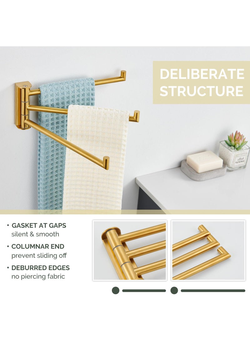 Angle Simple Angle Simple Hand Towel Holder 3 Bars  304 Stainless Steel Swivel Bathroom Towel Bar  Folding Face Towel Rack Brushed Gold  - Image 5